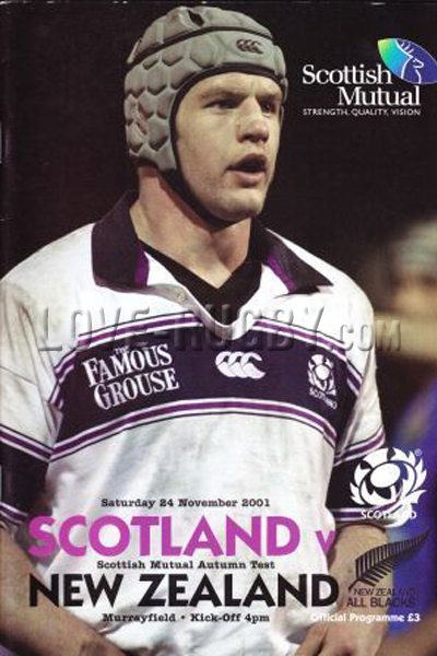 2001 Scotland v New Zealand  Rugby Programme